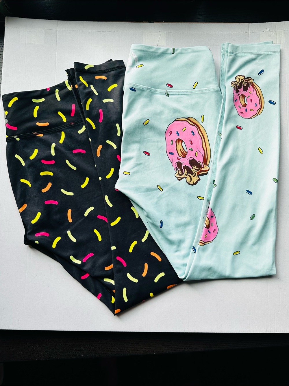 Feed Me Fight Me Leggings Bundle Dopamine Donuts Sprinkles Gym Workout 2 Pair